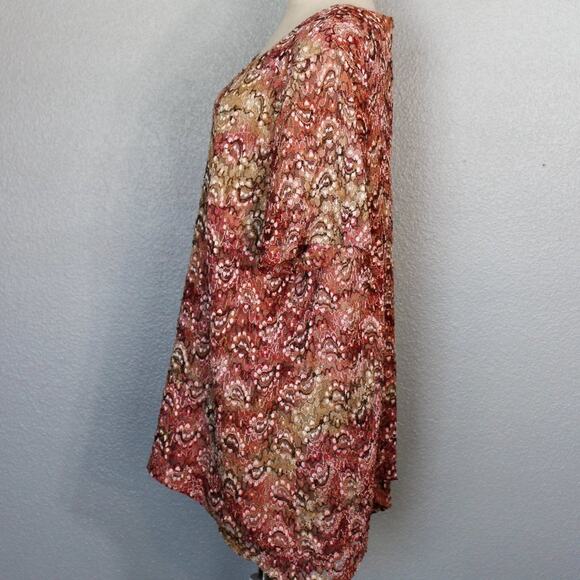 Catherines by Maggie Barnes Plus Floral Lace Pink Short Sleeve Blouse Size 1X - Picture 4 of 8